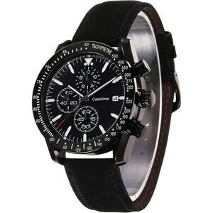 ⚡Men's Leather Watche Chronograph Analog Quartz Date Wrist Watch 30M Waterproof